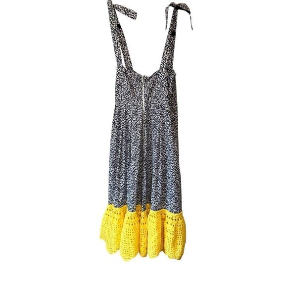 Revolve Michaela Buerger Floral Crochet Trim Midi Swing Dress Blue - Picture 8 of 10